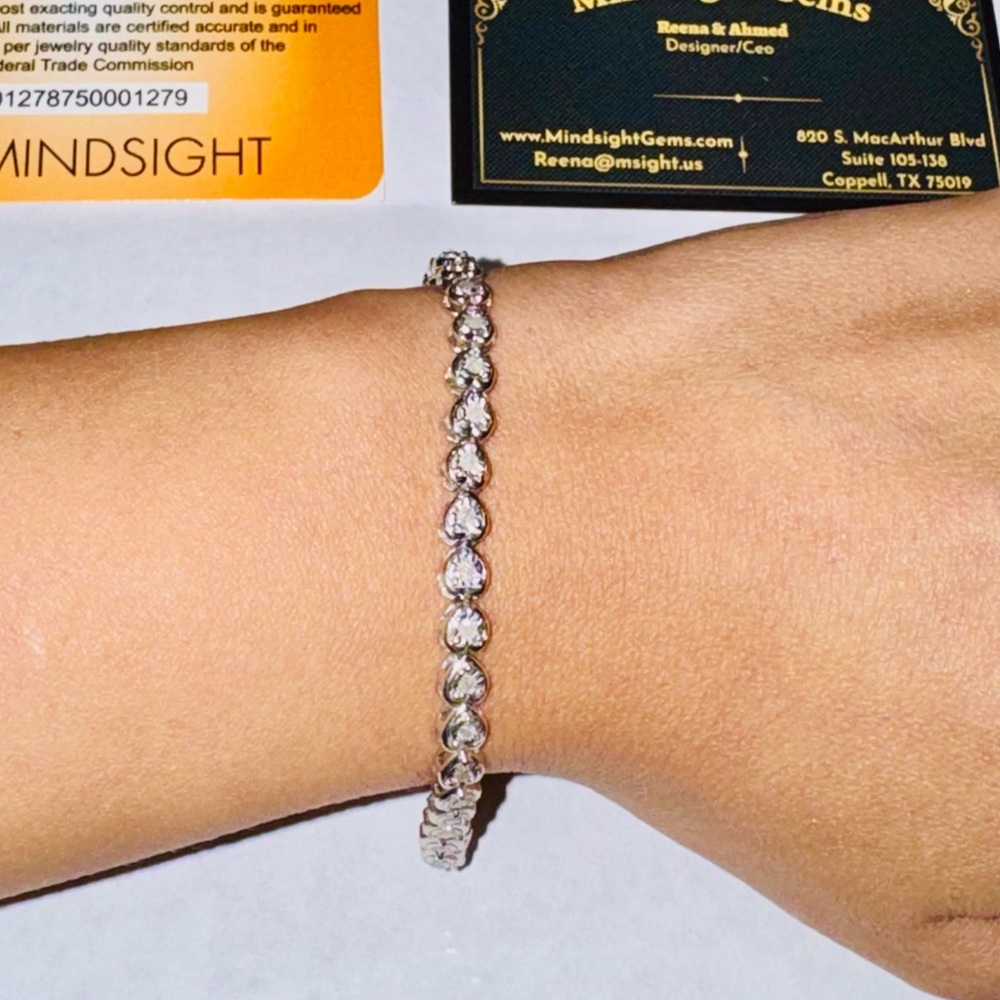 Real Diamond Heart Bracelet, 1cttw Natural earth mined diamond bracelet for her